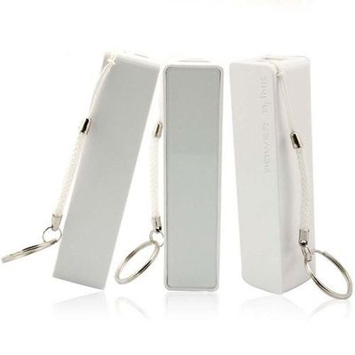 Putih 2600mAh Cell Phone Stasiun Pengisian, Portable Power Bank Keychain Battery Charger