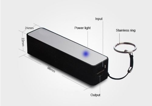 Putih 2600mAh Cell Phone Stasiun Pengisian, Portable Power Bank Keychain Battery Charger